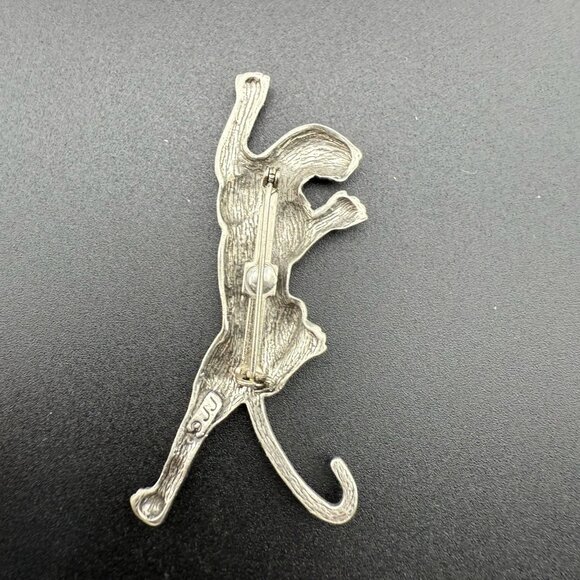Vintage JJ Pewter Panther Climbing Brooch Pin Unique Silhouette Detailed Jewelry - Picture 4 of 6